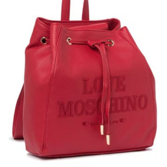 Love Moschino Pebble Red Drawstring Backpack